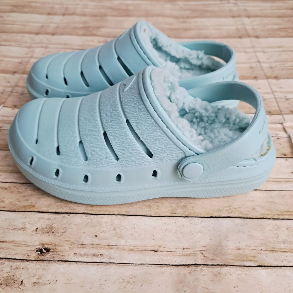 Rugged Shark Toddler Big Kids Lined Clogs Aqua Slippers Sandals Mint Green